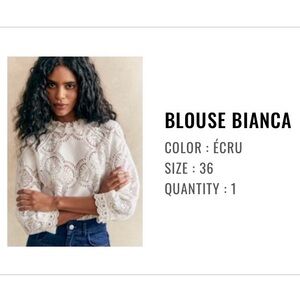 Sezane Bianca Ecru Lace Top